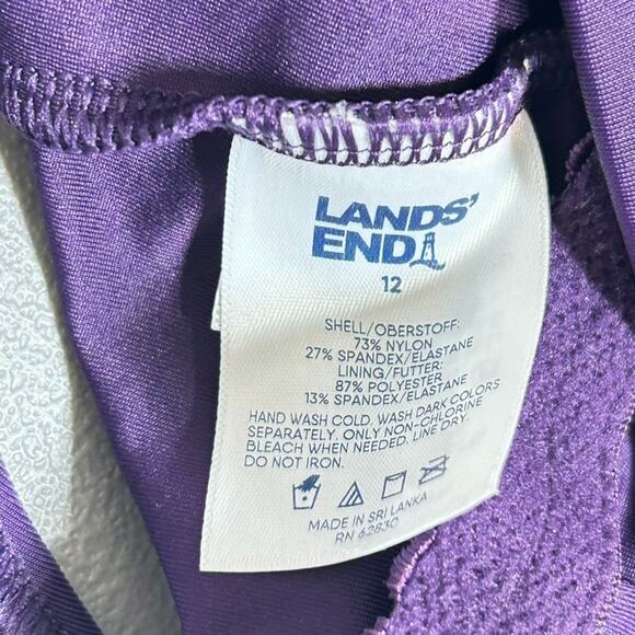 NEW Lands End Womens One PIece Swimsuit Size Large 12 Deep Purple Lycra Cross - Picture 4 of 10